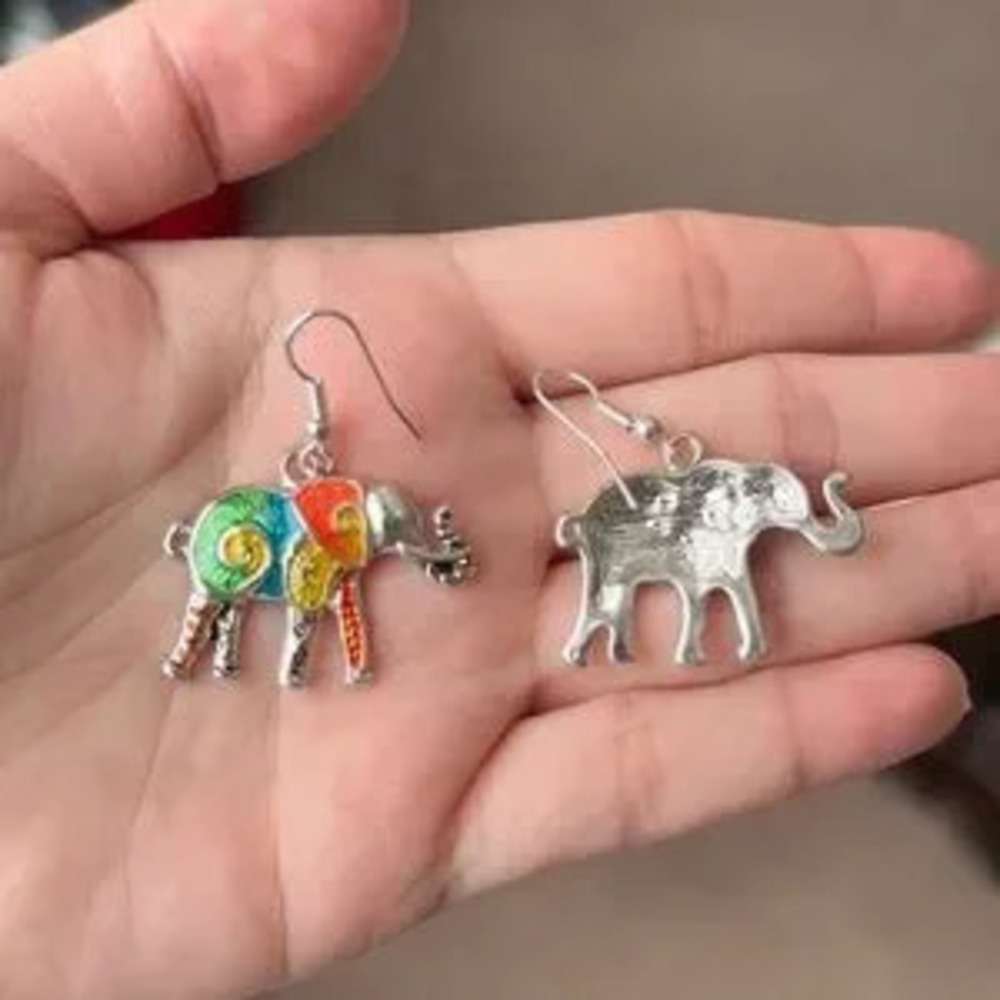 ?? Colorful Elephant Dangle Earrings ?? - Picture 3 of 7
